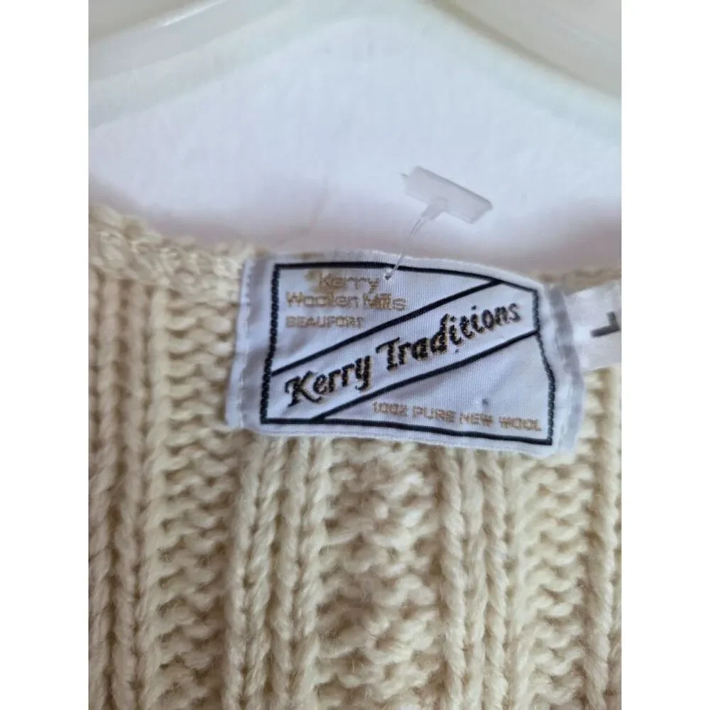 Kerry Traditions Woollen Mills Men Ivory 100% Pure New Wool  weater Vest Large - Picture 5 of 5